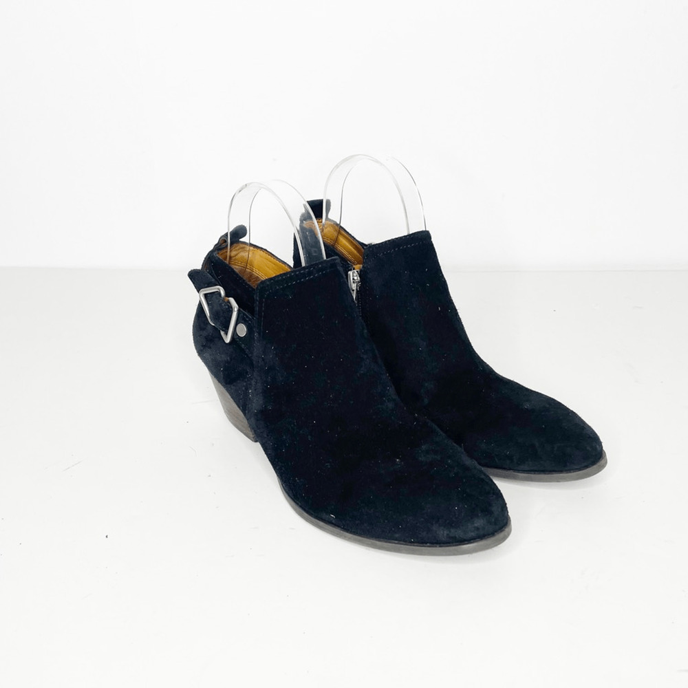 Sarto by FRANCO SARTO GARFIELD western bootie black suede heel womens US 7.5